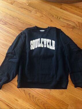 soulcycle Black Crewneck Sweatshirt with White Logo